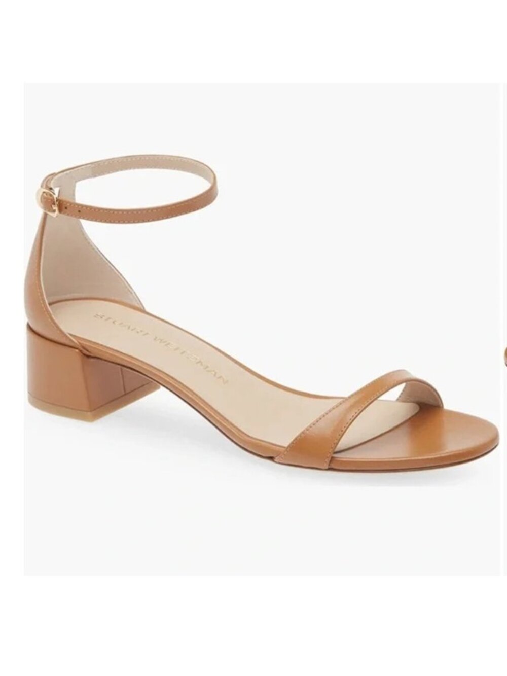 $520 STUART WEITZMAN Nudistcurve Metallic Ankle-Strap Sandals BROWN 9.5 (DD1)